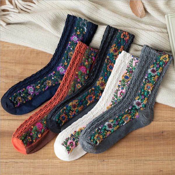 

christmas knit socks retro print knee-high stocking winter autumn women thick thermal socks house carpet sock christmas decorations lsk1412, Pink;yellow