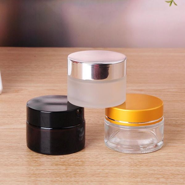 5g / 5ml 10g / 10ml Cosmetic Jar vazio Pot Maquiagem Garrafa Face Cream Container com prata preto Lid Ouro e Inner Pad LX2869