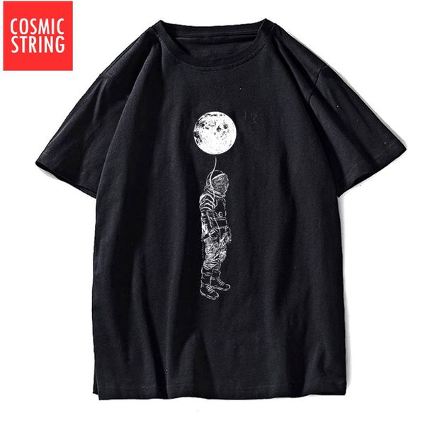 

cosmic string 100% cotton o-neck space print cool men t shirt casual o-neck loose men tshirt knitted streetwear men tee shirts