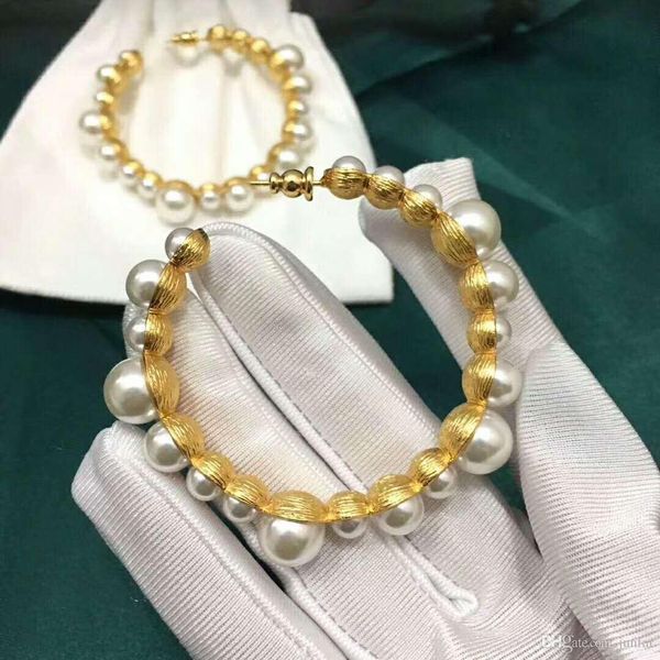 

High Quality 18k Gold Plated Women designer earrings pearl Geometry Dangle Earrings for women luxury jewelry free shipping
