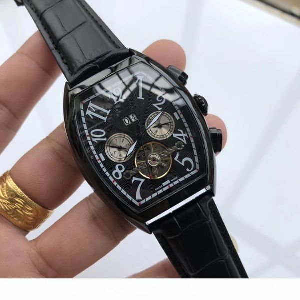 

casual watch men watches mechanical automatic wristwatches big numerals dial calendar display leather strap gift, Slivery;brown