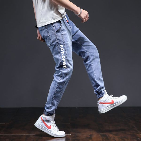 

autumn beam leg jeans men's plus size harlan loose korean version fashion all-match pants, Blue