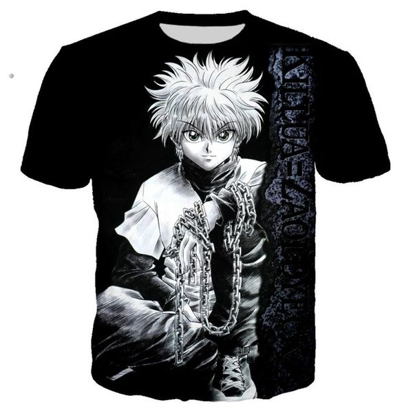 

anime killua hard rock hunter x hunter man 3d print shirts graphic hentai oversized men clothing