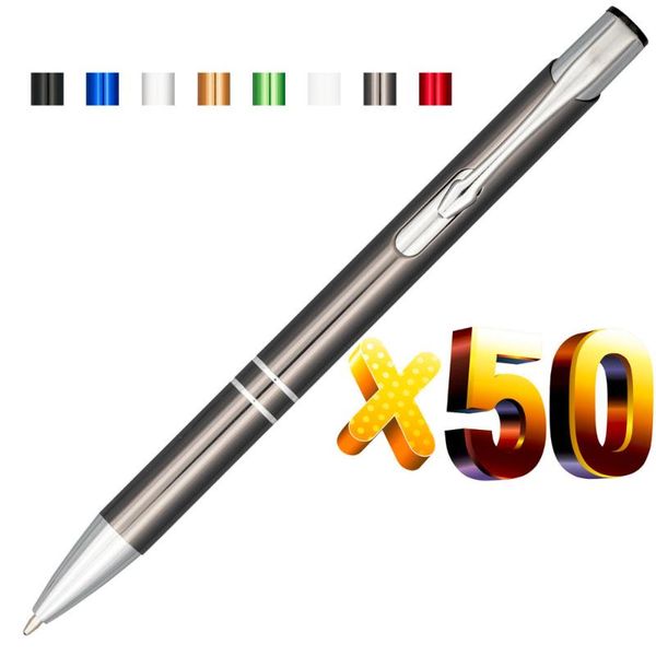 

lot 50pcs oblique dual ring metal ball pen,color anodized,customize logo display promotional gift,personalized giveaway, Blue;orange