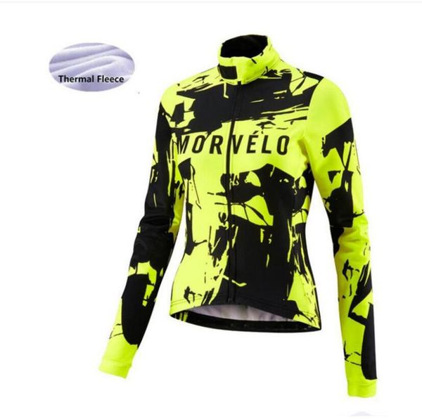 

morvelo 2020 women's cycling jersey winter thermal fleece long sleeve mtb bike jersey jacket ciclismo bicycle clothing windproof, Black;red