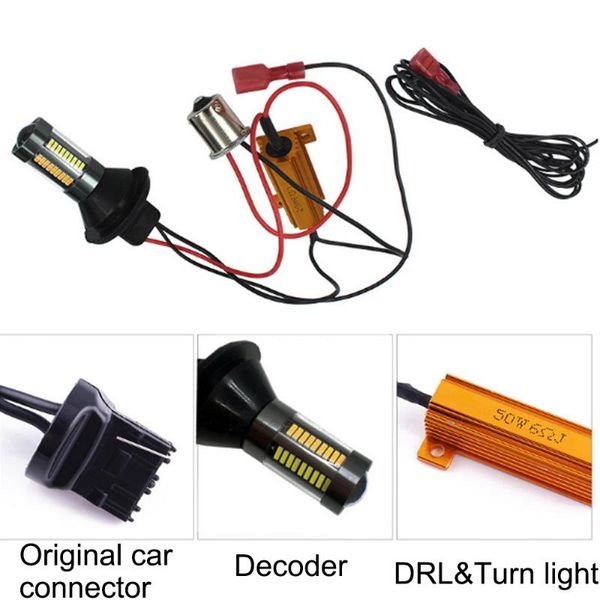 

1156 ba15s/bau15s t20 7440 led bulbs fog lights turning lights drl and decoder66smd 4014 white amber/ice bule error canbus
