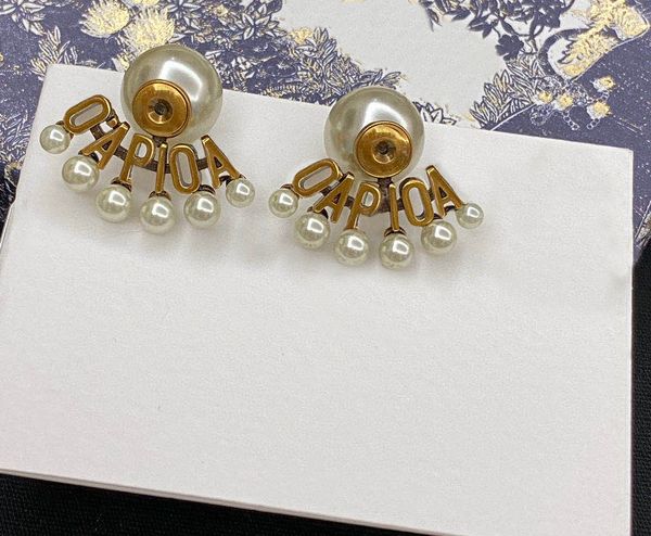 

Fashion hoop pearl earrings aretes orecchini for women party wedding lovers gift jewelry engagement with box HB0829