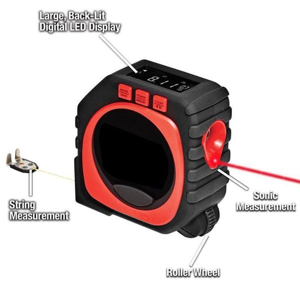 

roll mode measuring distance multi-function range laser finder cord digital tape tool gauge 3-in-1 infrared meter measure tool bbyyz