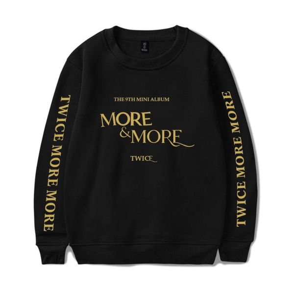 

men's hoodies & sweatshirts kpop 2021 twice more once fans support 2d print o-neck sweatshirt harajuku round collar men/women, Black