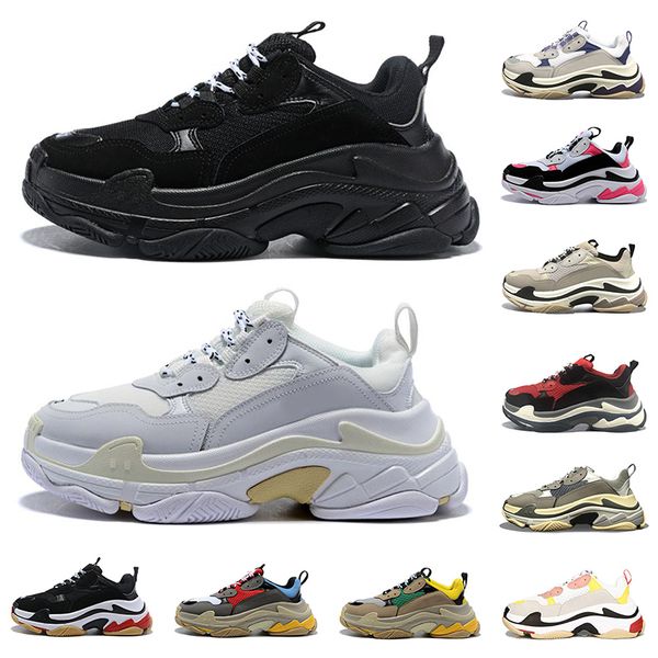 

triple s men women fashion casual shoes vintage sneakers black white grey mens womens tennis trainers jogging walking size 36-45