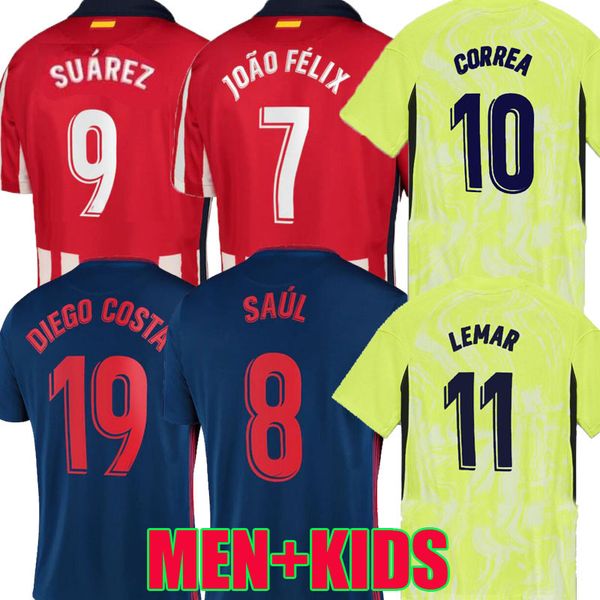 

20 21 atletico soccer madrid jersey suÃ¡rez joÃ£o fÃ©lix 2020 2021 saÃºl camisetas de fÃºtbol koke third niÃ±o kids kit diego costa football shirt, Black;yellow