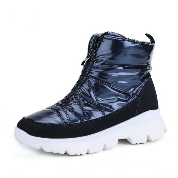 

swonco shoes woman winter boots 2020 new front zipper anti-skid female high snow ankle boots female winter warm fur shoes, Black