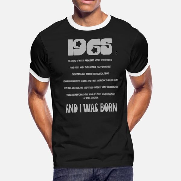 

1965 birthday t shirt men personalized cotton size s-3xl fit fit comical summer style formal shirt, White;black