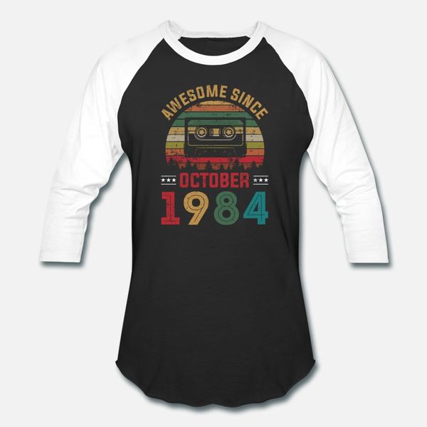

awesome since october 1984 35 years old gift tee t shirt men designs tee shirt crew neck letter crazy funny spring autumn original shirt, White;black