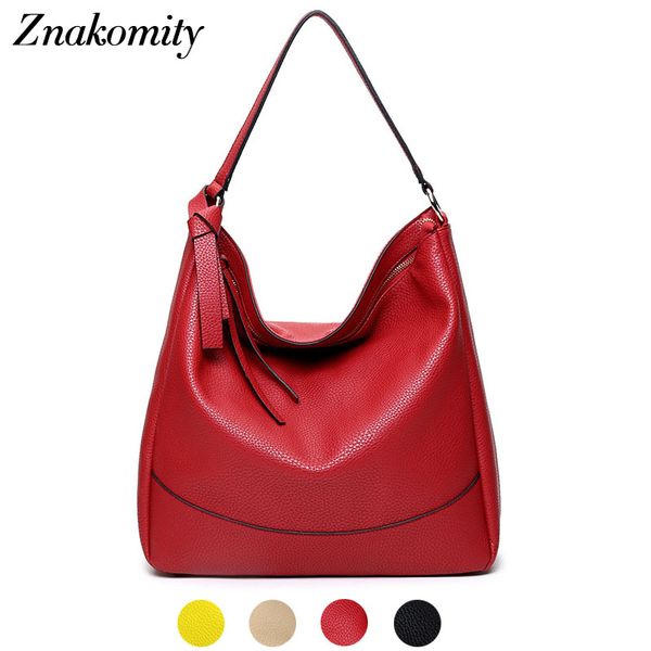 

znakomity hobo black shoulder bag female ladies handbags for women soft pu leather hand bags women fashion casual tote bags big