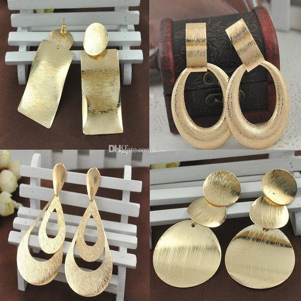 

new arrival gold dangle earrings european and american fashion jewelry simple 18k gold plated metal big drop earrings, Silver