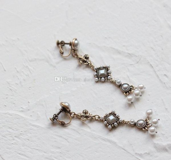 

new pearl long temperament earrings nightclub earrings ear clip female, Gray