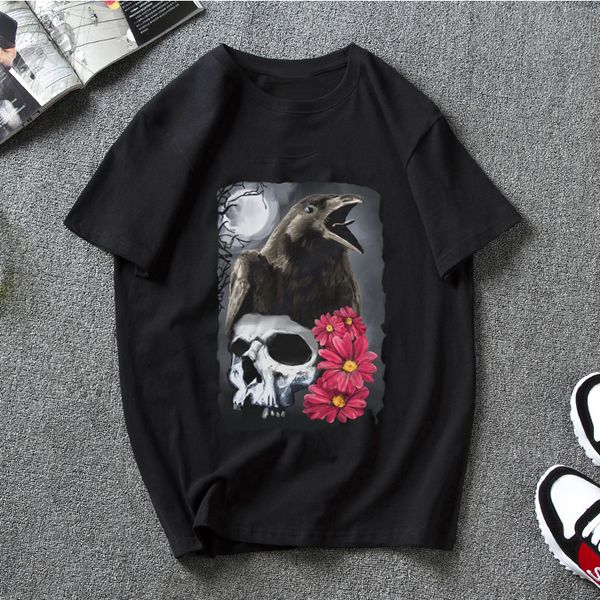 

call twilight raven print men t shirt casual loose short sleeve o-neck summer t shirt for men