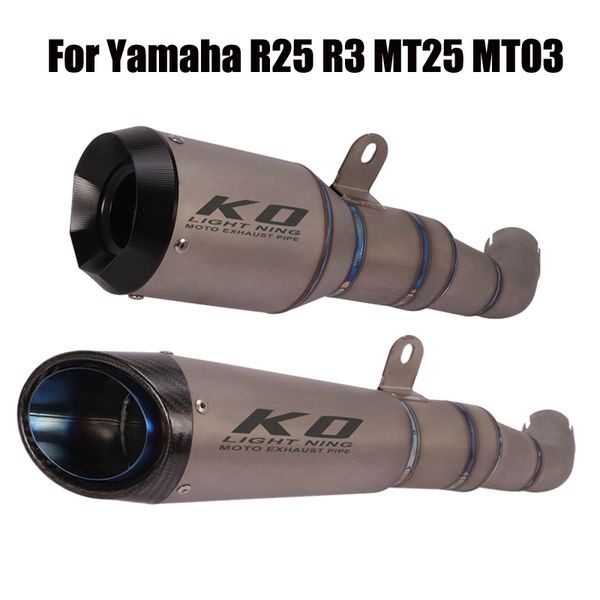 

motorcycle exhaust system for r25 r3 mt25 mt03 pipe titanium alloy muffler connect link tube modified slip on