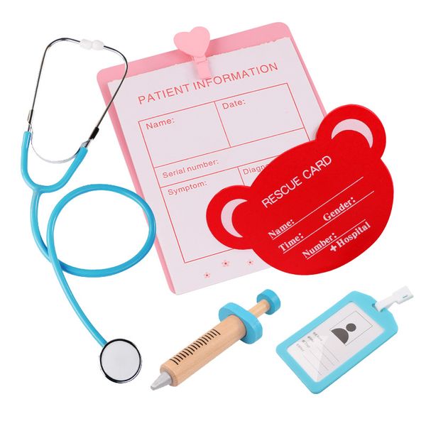 

children's toys over a doctor set for boys and girls injection tools wooden imitation medicine box stethoscope toys