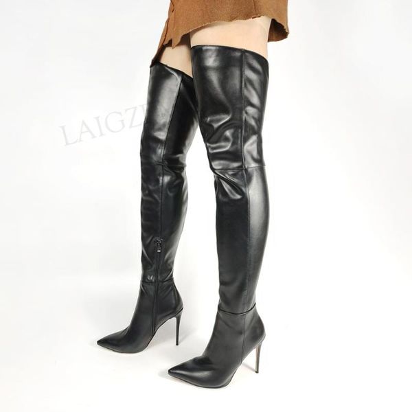 

dobaner women over knee boots zip stiletto high heels thigh high boots donne stivali ladies black shoes woman plus size 42 43 45