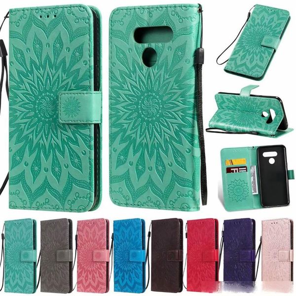 

phone case for lg k50 funda 3d sunflower leather case for lg k50 wallet flip silicone cover for lg q60 coque