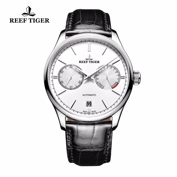 

reef tiger/rt casual elegant watches date steel watch with power reserve automatic watch for men rga1620 0924, Slivery;brown