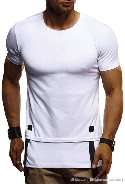 

sleeve fashion mens fitness panelled solid color mens tshirts crew neck short, White;black