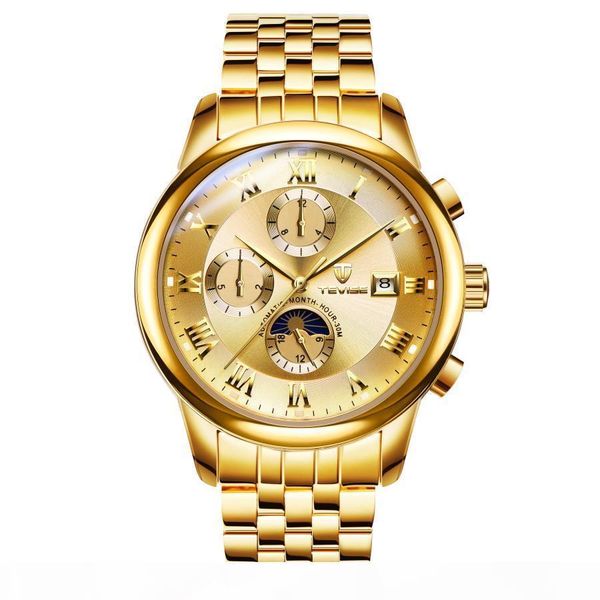 

2020 luxurious mechanical watches, six stitches leisure watches, stainless steel calendar watch men's fashion luxurious watch gjft, Slivery;brown