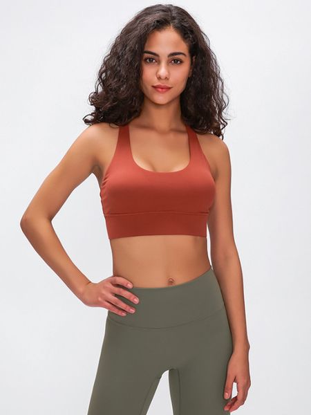 

lu-63 women sports to be moved bra yoga gym workout breathing broadband high strength 8-line bra fitness running lady underwear, White;red