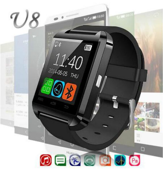 

factory wholesale bluetooth u8 smartwatches wrist watches touch screen for android phones sleeping monitor smart watch with retail package