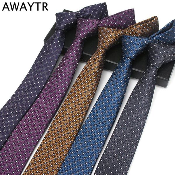 

awaytr new casual business necktie men polyester silk fashion trend ties for men wedding party causal suits accessories, Blue;purple