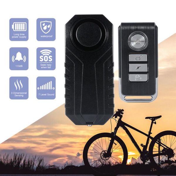 

113db waterproof remote control bike motorcycle electric car vehicle security anti lost remind vibration warning alarm sensor