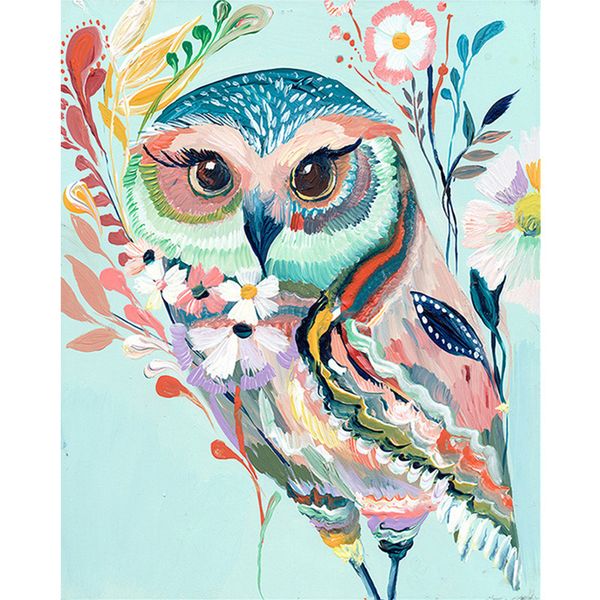 

lovely owl design paint by numbers 16x20'' canvas oil painting for kids beginner