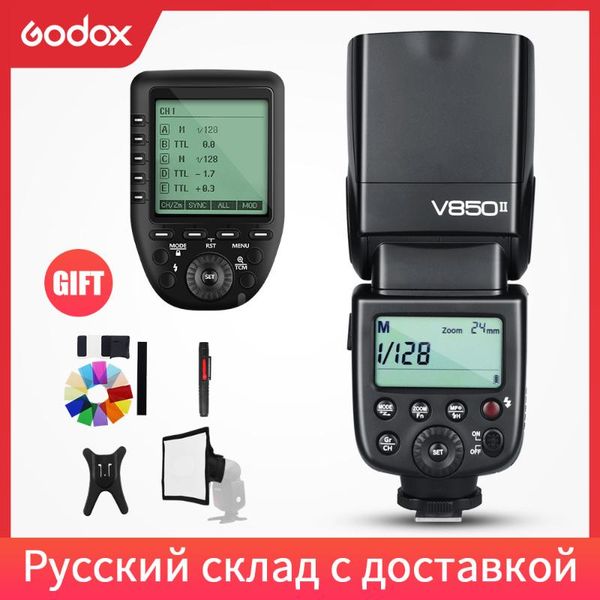 

flashes godox v850ii 2.4g gn60 wireless x system li-ion battery speedlite + xpro transmitter