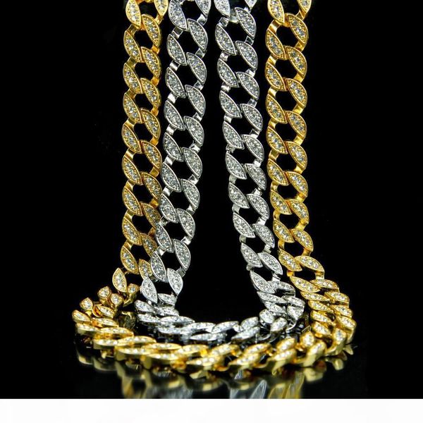 

new arrival miami cuban link chain gold plated fully iced out hip hop bling 2016 promotion chain kka1546, Silver