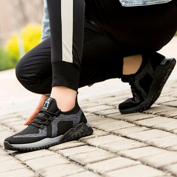 

boots drop steel toe safety work shoes men lightweight anti- working breathable wear-resisting sneakers running, Black