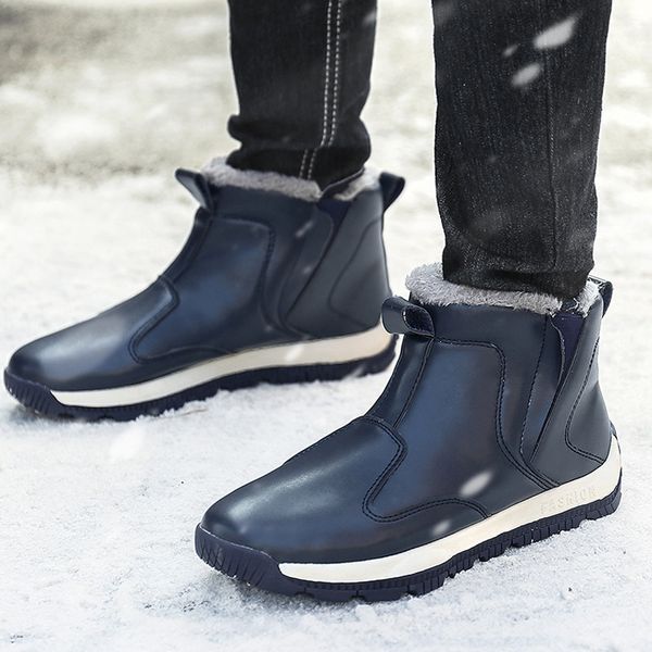 

2020 winter new boots men's high-men's shoes trend boots shoes pu leather casual snow, Black