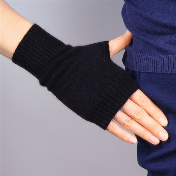 

pure cashmere gloves pure wool semi-finger fingerless autumn winter black short style flexibility knitted woman gloves tb101, Blue;gray