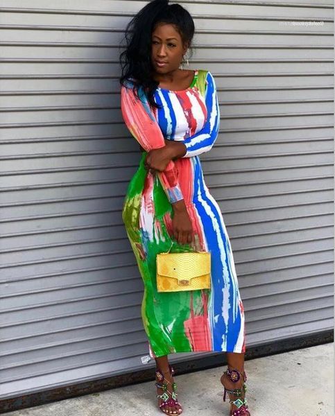 

printed women 2pcs clothing summer women two piece dresses long sleeve colorful stripe skinny dress, White