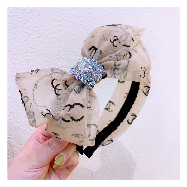 

fashion east gate double-layer big bow printing full diamond all-match wide-edge non-slip comfortable hairband hairpin, Silver