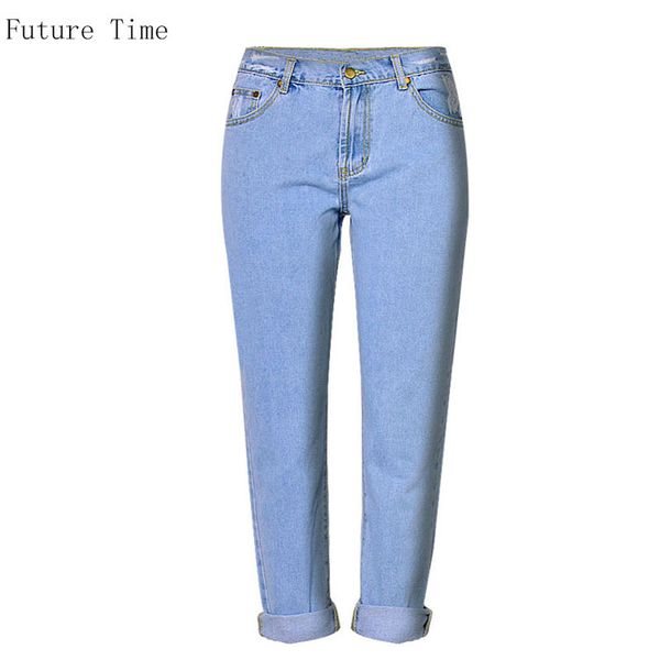 

boyfriend jeans for women loose style high waist straight ankle length pants 2020 new arrival casual pockets female jeans nz204, Blue