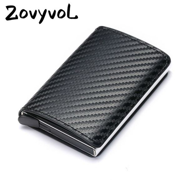 

zovyvol aluminum wallet metal credit card holder automatic elastic pu leather antitheft rfid blocking wallet passport holder men, Silver