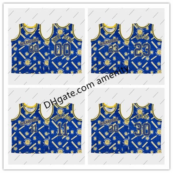 

custom golden state warriors 23 green 30 curry 11 thompson blue tear basketball jerseys draymond stephen klay up pack jersey, Black