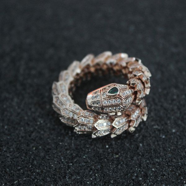 

women diamond snake rings open design jewelry sterling silver adjustable ring valentine's day fine jewelry size