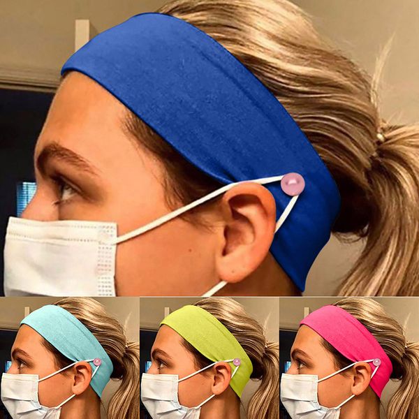 

headband elastic hair band headwear sports hair bands with mask holder, Black;brown