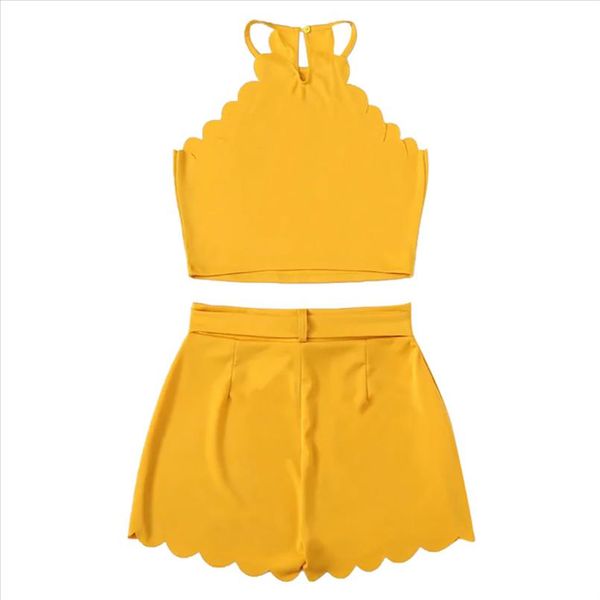 

jaycosin women set clothes summer two piece set halter sleeveless vest and short pants casual fashion matching sets, Gray