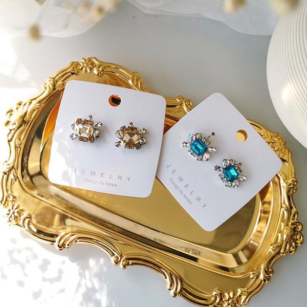 

stud cute retro stained glass drill elegant irregular earrings for women fashion jewelry accessories, Golden;silver