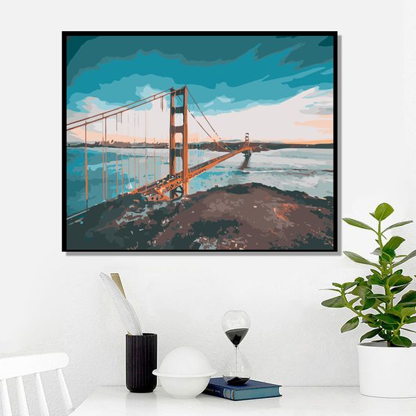 

yijie diy painting by numbers seaside scenery drawing on canvas handpainted painting art gift diy home decoration