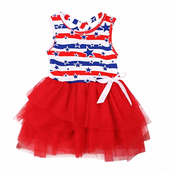 

clearance summer dress toddler kids baby girls sleeveless striped star tulle tutu princess sundress 0117